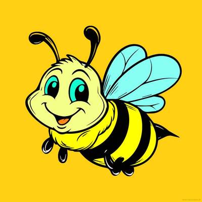 Ausgemalte Version: Fröhliche Cartoon-Biene