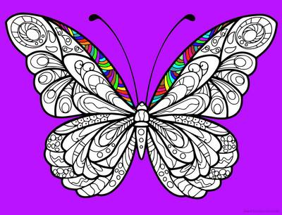 Idea: Butterfly Swirl Coloring Page – finished by a community member