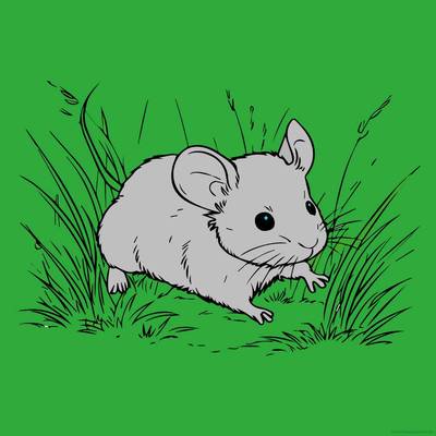 Versão colorida: Rato na grama