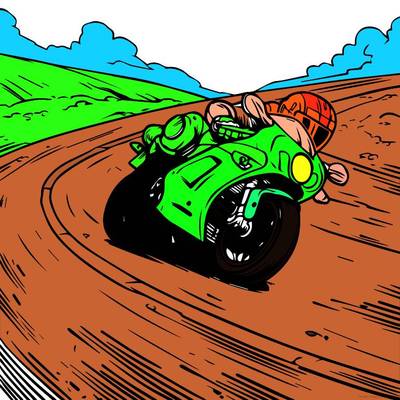 Colored version: Motorcycle racing fun