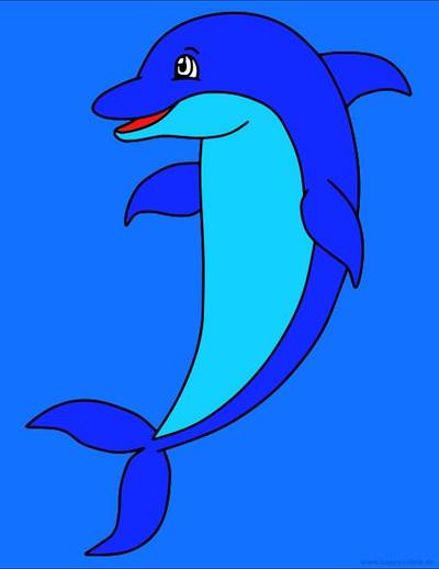 Colored version: Smiling dolphin