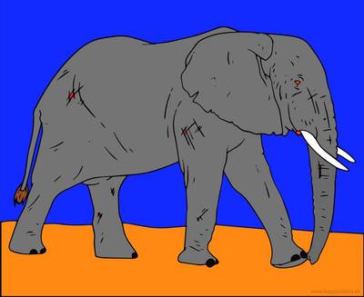 Ausgemalte Version: Elefant