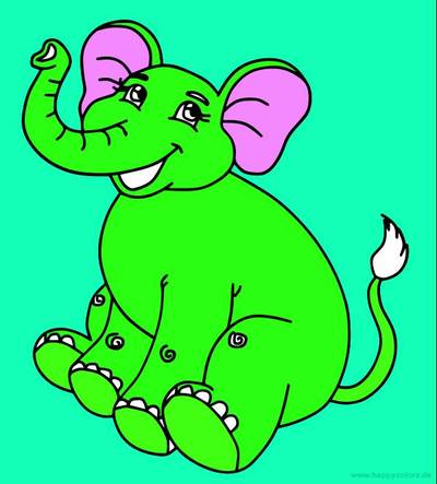 Colored version: Laughing elephant