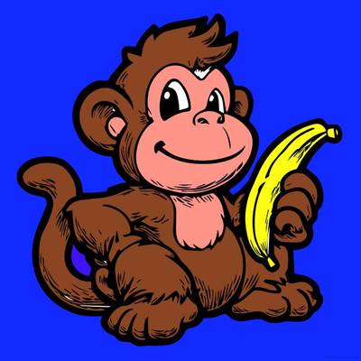 Farvelagt version: Legesyg abe med banan