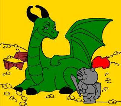 Colored version: Dragon with knight