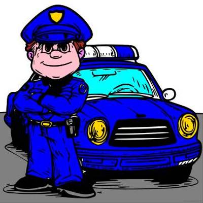 Ausgemalte Version: Cartoon-Polizist