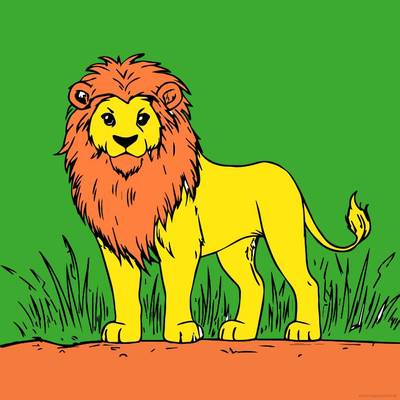 Färglagd version: Majestätiskt lejon.