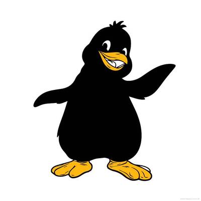 Ausgemalte Version: Fröhlicher Cartoon-Pinguin