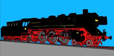 Färglagd version: Gammalt ånglok