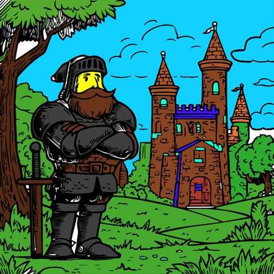 Ausgemalte Version: Ritter- und Burgszene