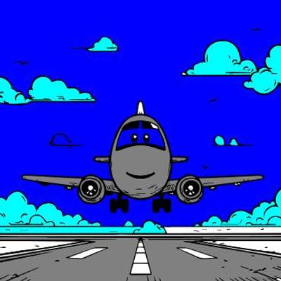 Wersja pokolorowana: Szczęśliwy samolot na niebie