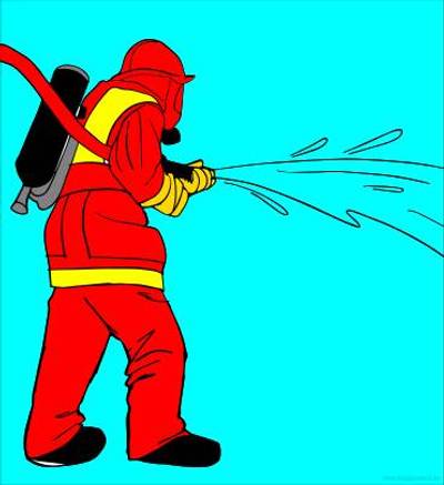 Versione colorata: Vigile del fuoco che spegne il fuoco