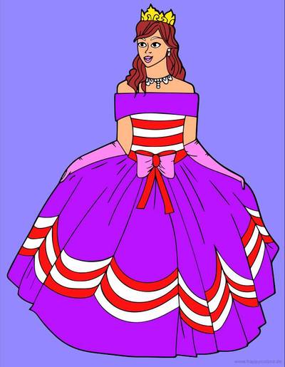 Ausgemalte Version: Prinzessin mit großer Schleife