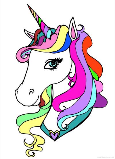 Ausgemalte Version: Unicorn Kopf