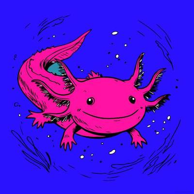 Ausgemalte Version: Lachender Axolotl