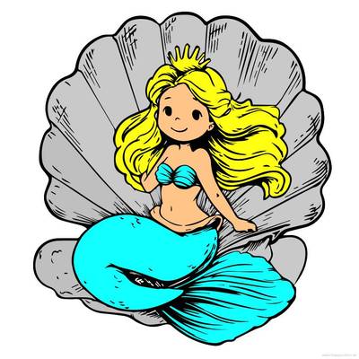 Versão colorida: Sereia em uma concha