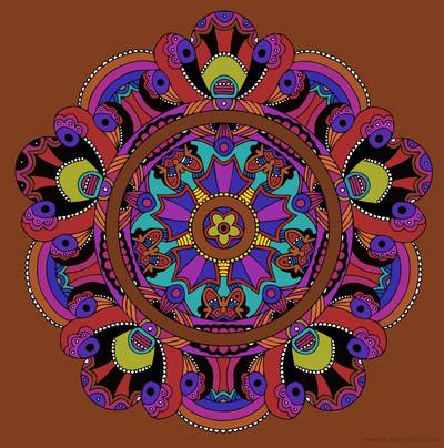 Fargelagt versjon: Mandala-blomst avansert