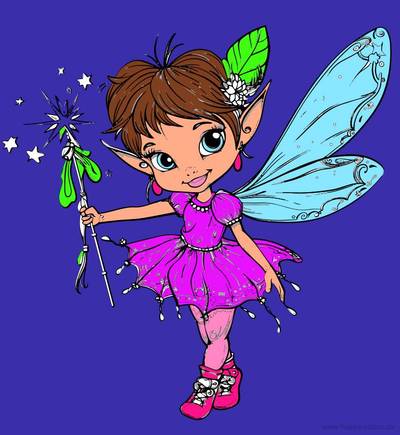 Ausgemalte Version: Comic Fee mit Zauberstab