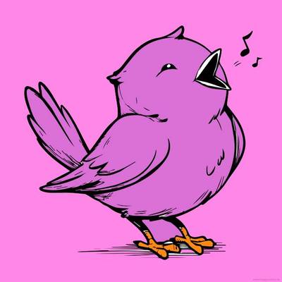 Version coloriée : Un oiseau chanteur joyeux.