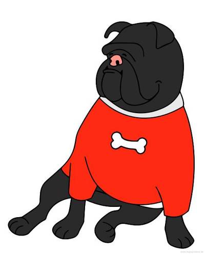 Wersja pokolorowana: Buldog z kością kolorowanki do druku