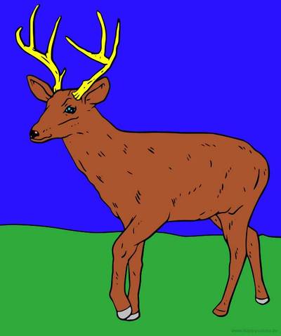 Ausgemalte Version: Hirsch mit Geweih