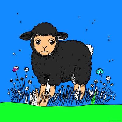 Farvelagt version: Lunt får på en mark