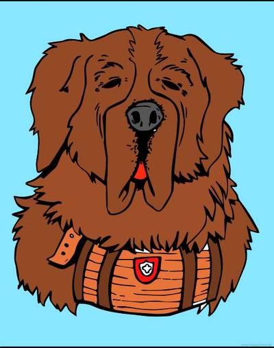 Ingekleurde versie: St-Bernard hoofd