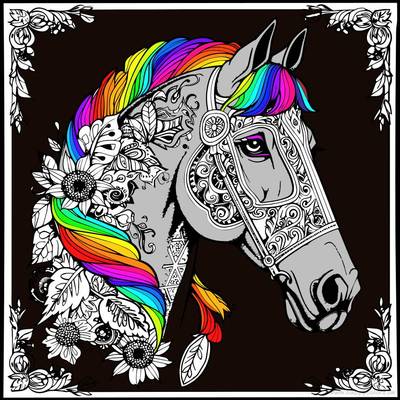 Inspirasjon: Hest med solsikker – fargelagt av fellesskapet