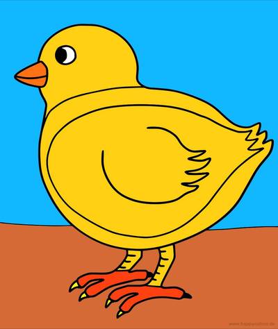 Ausgemalte Version: Einfaches Küken