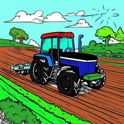 Väritetty versio: Traktori maalla