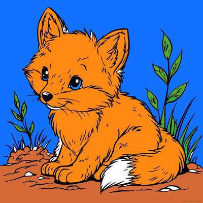 Ausgemalte Version: Babyfuchs