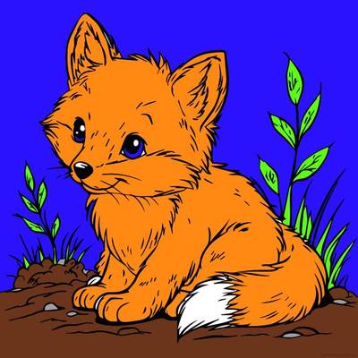 Ausgemalte Version: Babyfuchs