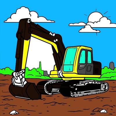 Versão colorida: Diversão de colorir com a escavadora