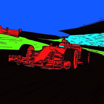 Ingekleurde versie: Formule Raceauto