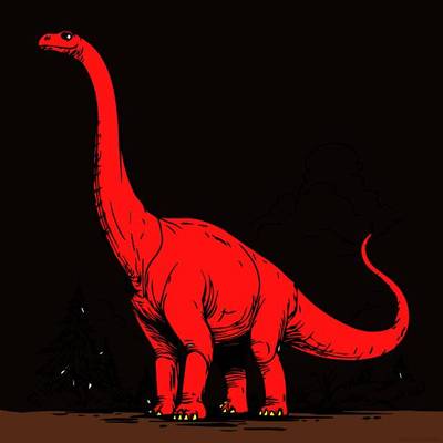 Versione colorata: Sauropode in un ambiente naturale