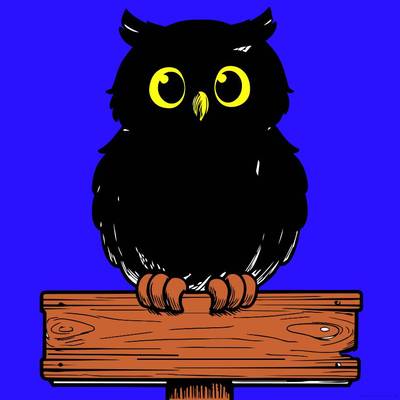 Versão colorida: Coruja em uma placa