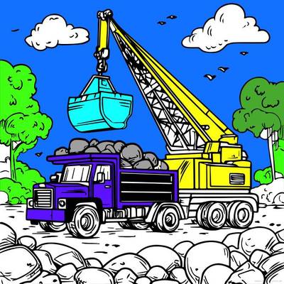 Versão colorida: Cena de canteiro de obras