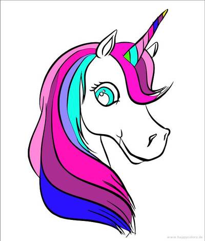 Ausgemalte Version: Einhorn Kopf