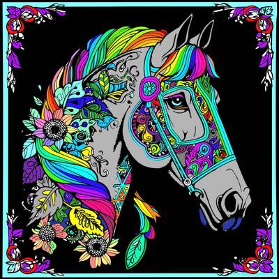 Inspirasjon: Hest med solsikker – fargelagt av fellesskapet