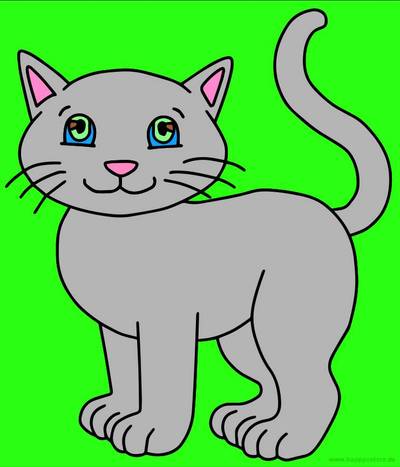 Ausgemalte Version: Lachendes Kätzchen