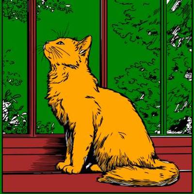 Fargelagt versjon: Katt ved vinduet