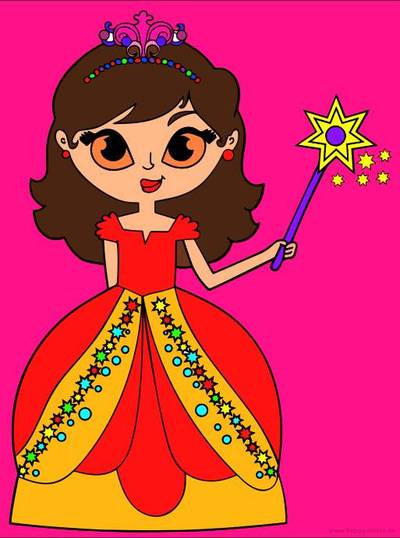 Farvelagt version: Sød prinsesse med tryllestav