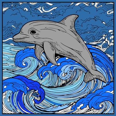 Väritetty versio: Delfiini meriaalloissa