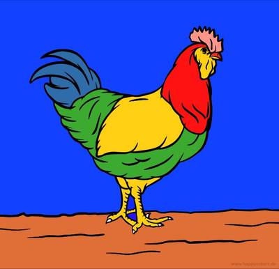 Färglagd version: Tupp