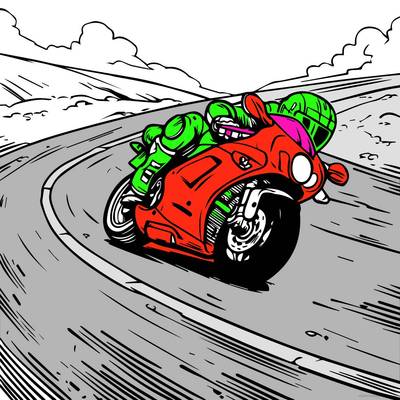 Versão colorida: Diversão com corridas de motocicleta