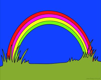 Colored version: Rainbow and meadow