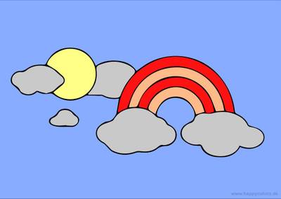 Versione colorata: Arcobaleno con sole e nuvole