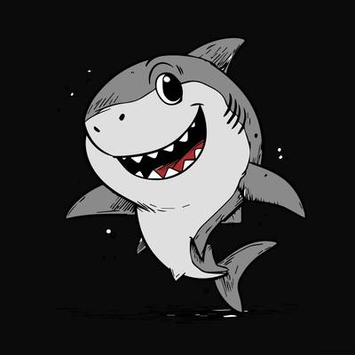 Ausgemalte Version: Lächelnder Cartoon-Hai