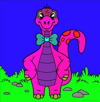 Colored version: Dino with bow tie