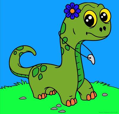 Colored version: Small cute dinosaur